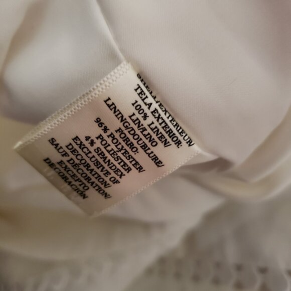 Ann Taylor 10P Sheath Dress White Linen Lace Trim Sleeveless Womens Knee Length - Picture 8 of 8